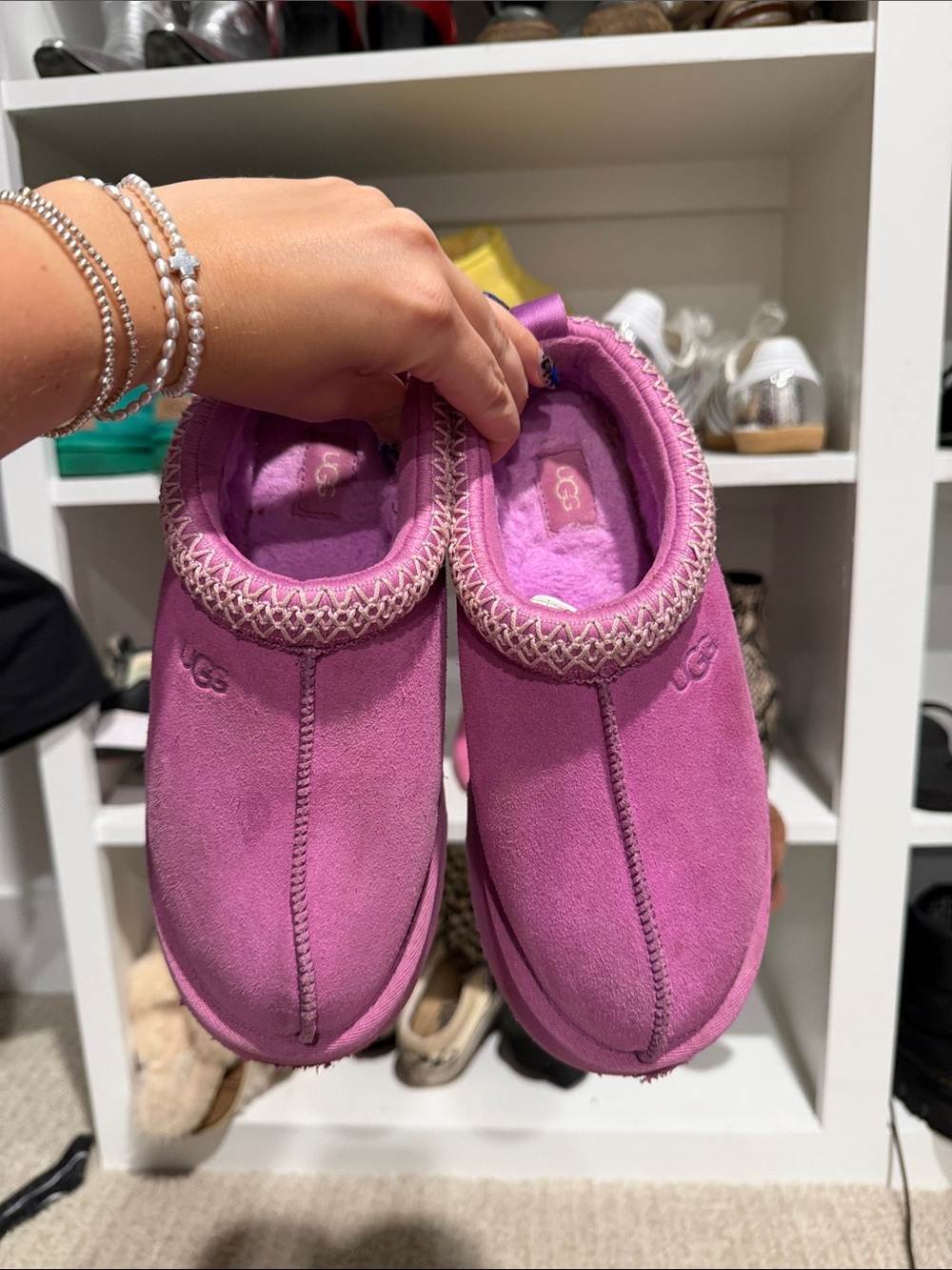 UGG Purple/Pink Cozy Slip-On Suede Slippers